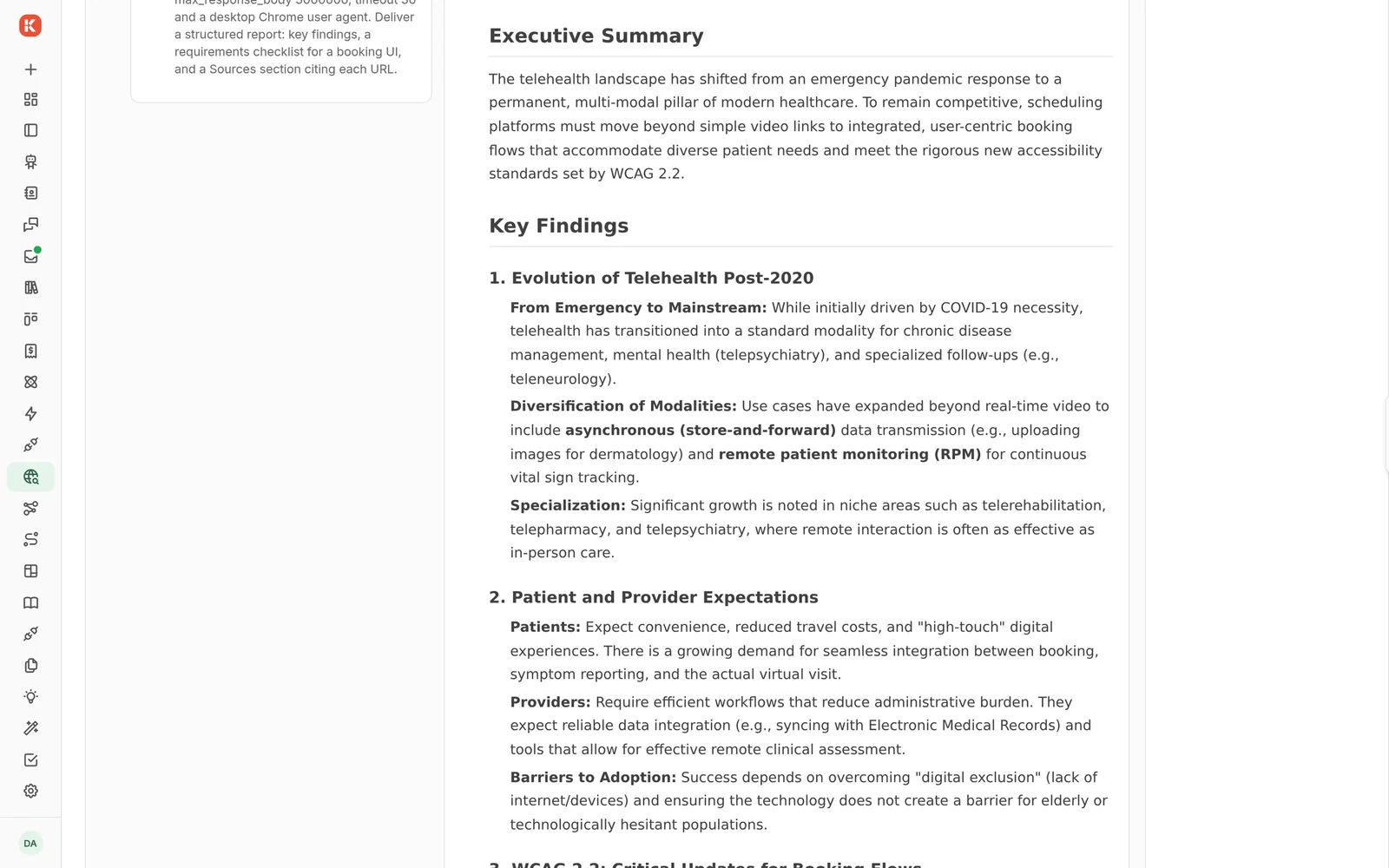 Research report with an executive summary and key findings